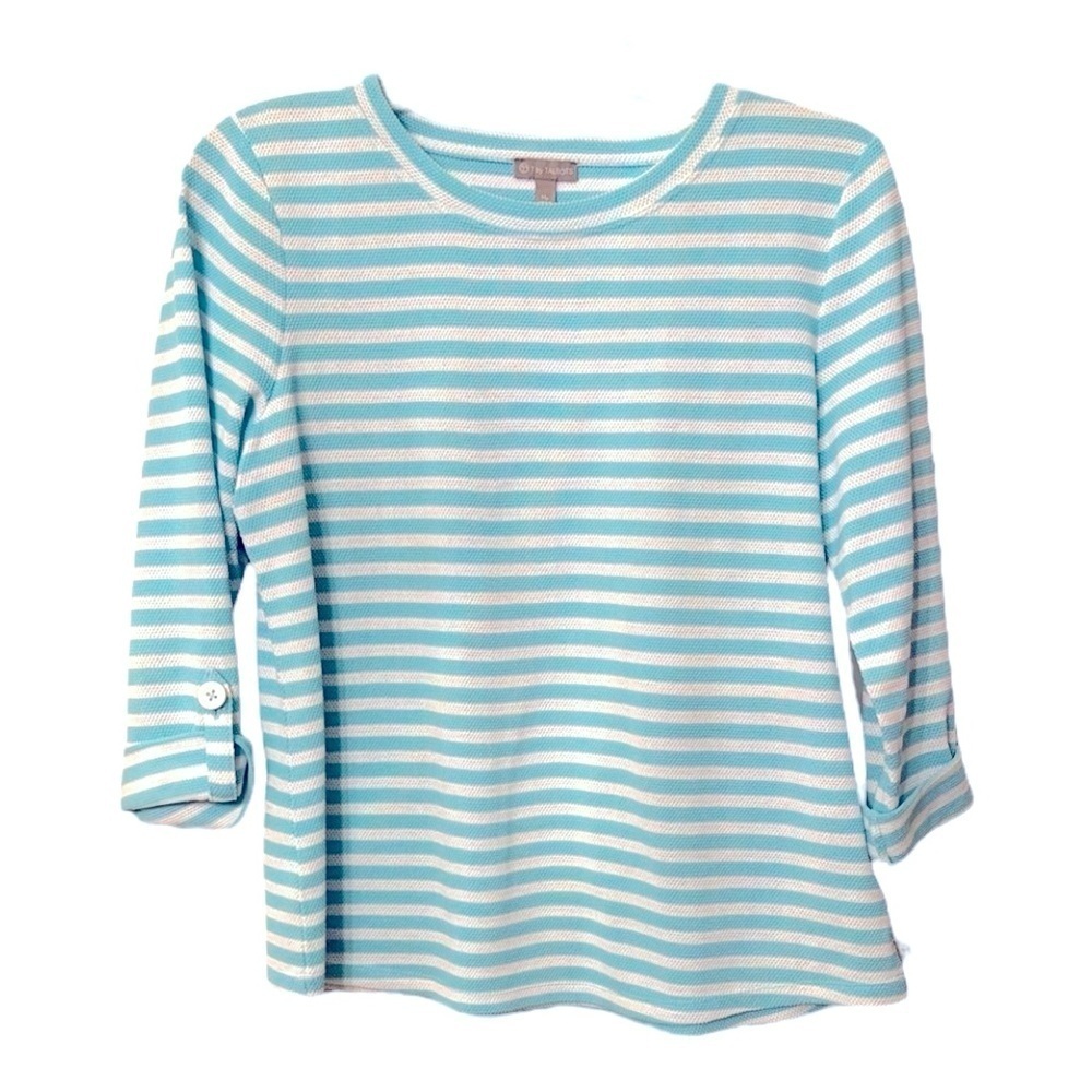 Striped Aqua and White Women's Top